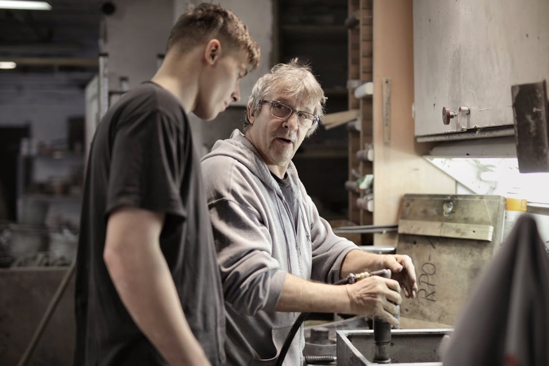 Apprentices in workplace training