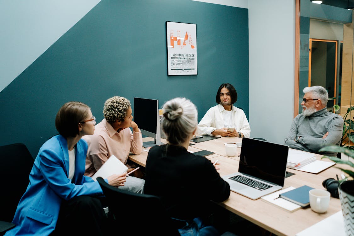Team members in a business meeting