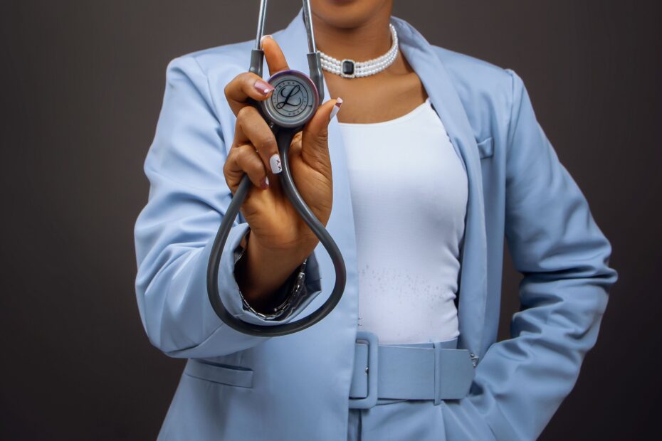 Midwife holding aa stethoscope