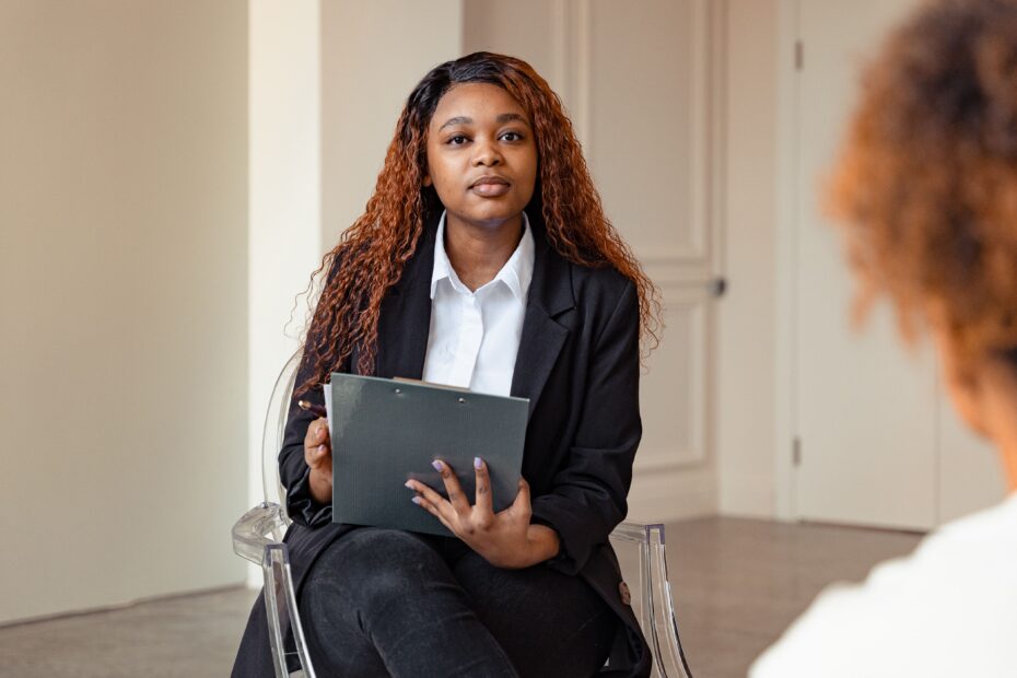 social worker meeting client